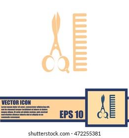 Comb and scissors icon.