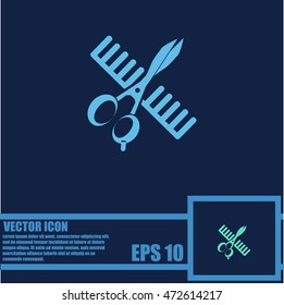 Comb and scissors icon.