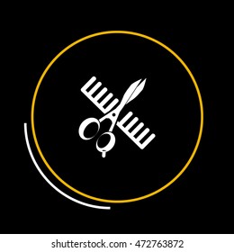 Comb and scissors icon.