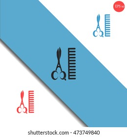 Comb and scissors icon.