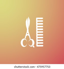 Comb and scissors icon.