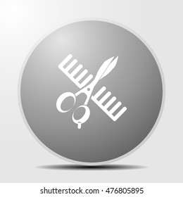 Comb and scissors icon.
