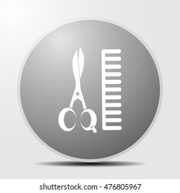 Comb and scissors icon.