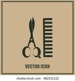 Comb and scissors icon.