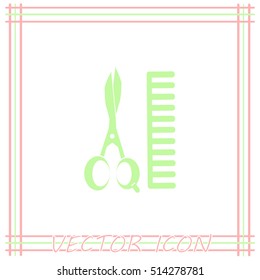 Comb and scissors icon.