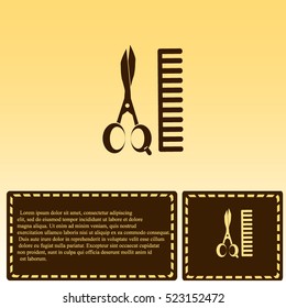 Comb and scissors icon.