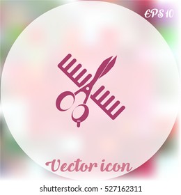 Comb and scissors icon.