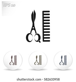 Comb and scissors icon.