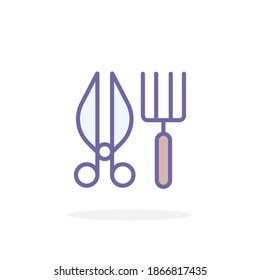 Comb and scissors icon in filled outline style. For your design, logo. Vector illustration.
