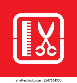 Comb and scissors icon, graphic resource template, vector illustration.