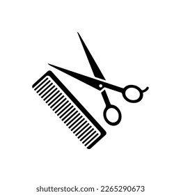 Icono de peine y tijeras. Ilustración vectorial de cepillo de pelo tijeras, peines de pelo y tijeras aisladas en un fondo blanco. Icono de barbero,mejor icono plano vector.