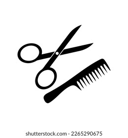 Comb and scissors icon. Scissors hairbrush vector illustration, Hair combs and scissors set isolated on a white background. Barber icon,vector best flat icon.