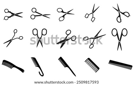 Comb and scissors icon. Scissors hairbrush vector illustration, Hair combs and scissors set isolated on a white background. Barber icon,vector best flat icon.