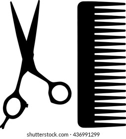  comb and scissors icon, simple style