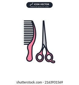 comb and scissors icon symbol template for graphic and web design collection logo vector illustration