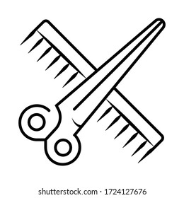 Comb and scissors icon vector

