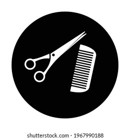 comb and scissors icon vector
