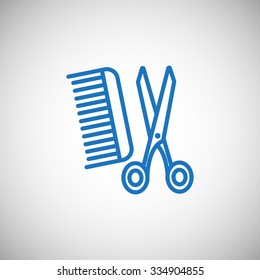 Comb and scissors icon vector