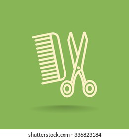 Comb and scissors icon vector