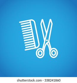 Comb and scissors icon vector