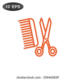 Comb and scissors icon vector