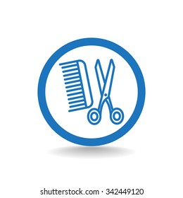 Comb and scissors icon vector