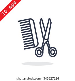 Comb and scissors icon vector