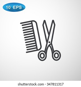 Comb and scissors icon vector