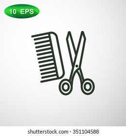 Comb and scissors icon vector