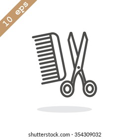 Comb and scissors icon vector