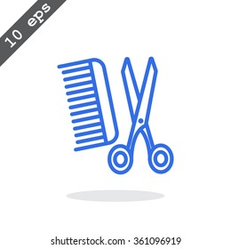 Comb and scissors icon vector