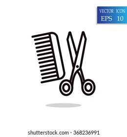 Comb and scissors icon vector