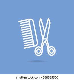 Comb and scissors icon vector