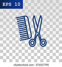 Comb and scissors icon vector