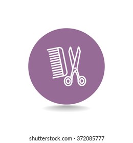 Comb and scissors icon vector