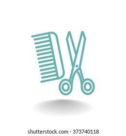 Comb and scissors icon vector