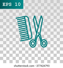 Comb and scissors icon vector