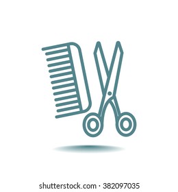 Comb and scissors icon vector