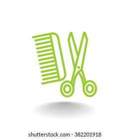 Comb and scissors icon vector