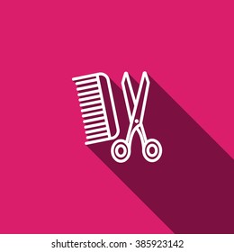 Comb and scissors icon vector