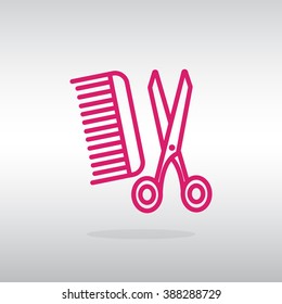 Comb and scissors icon vector