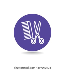 Comb and scissors icon vector