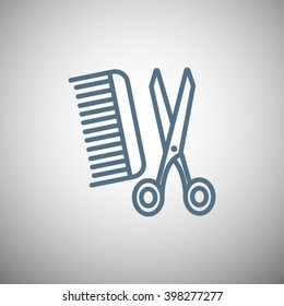 Comb and scissors icon vector