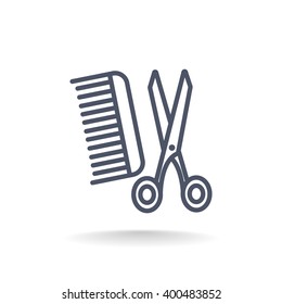 Comb and scissors icon vector