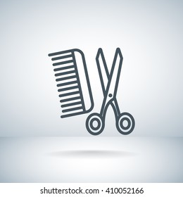 Comb and scissors icon vector