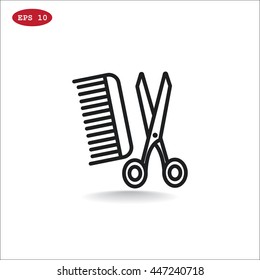 Comb and scissors icon Vector.