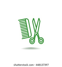 Comb and scissors icon Vector.