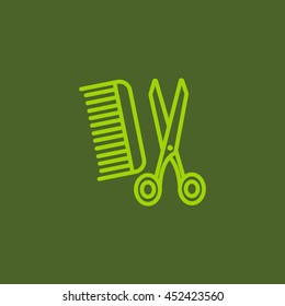 Comb and scissors icon Vector.