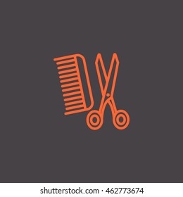 Comb and scissors icon Vector.