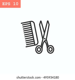 Comb and scissors icon Vector.